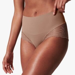 SPANX Tan High-Waisted Panties with Lace Detail